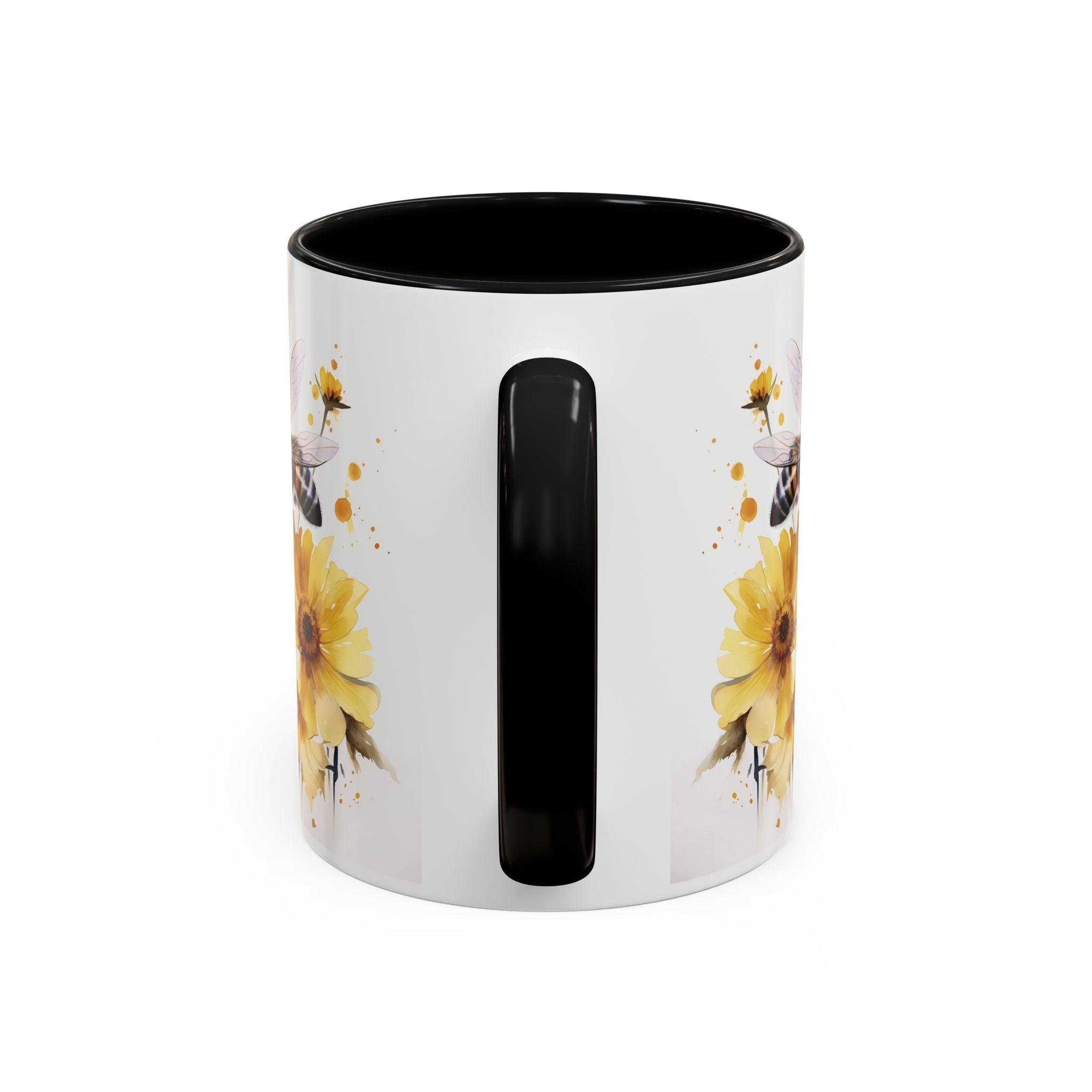 Golden Bee Wildflower Ceramic Coffee Mug - Cottage Style Coffee Mug
