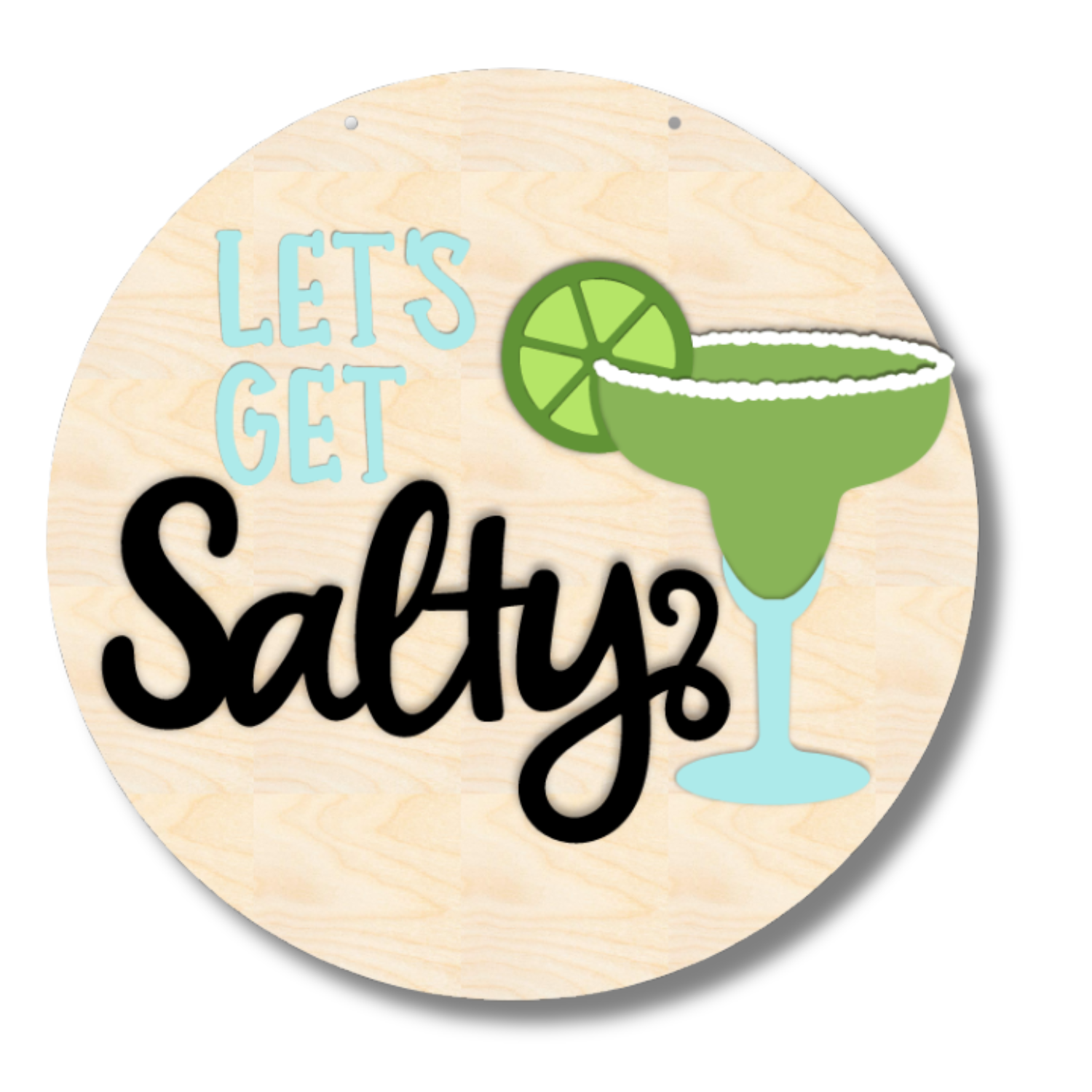 Unfinished Wood Let's Get Salty Door Sign Kit | Wood Craft Cutouts | 1/4" Thick |