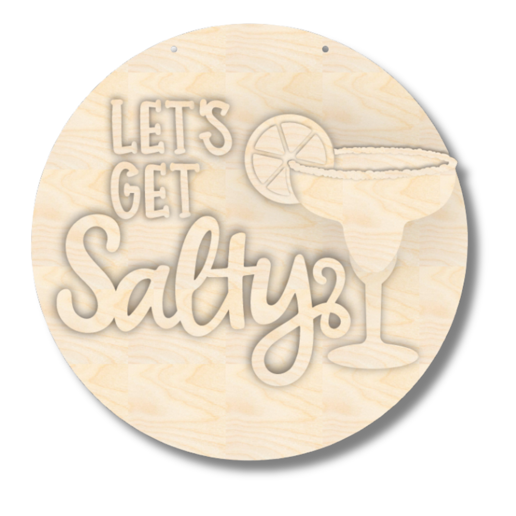 Unfinished Wood Let's Get Salty Door Sign Kit | Wood Craft Cutouts | 1/4" Thick |