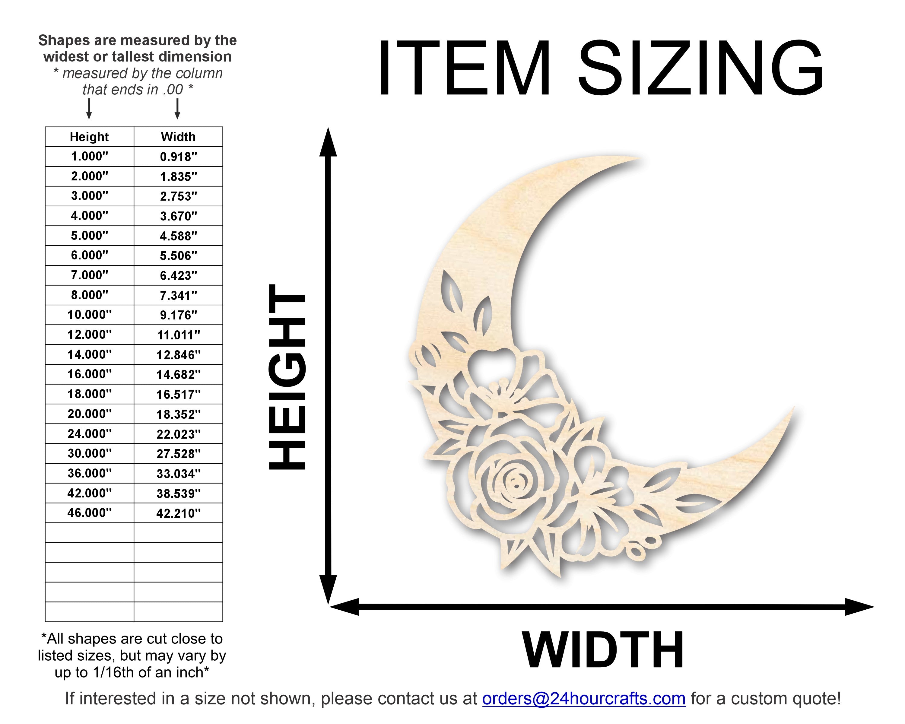 Unfinished Wood Floral Moon Shape | JGrondz | DIY Craft Cutout | up to 46" DIY |