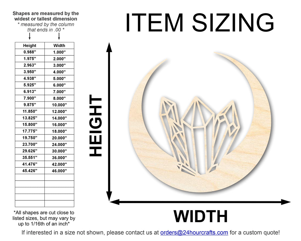 Unfinished Wood Crystal Moon Shape | JGrondz | DIY Craft Cutout | up to 46" DIY |
