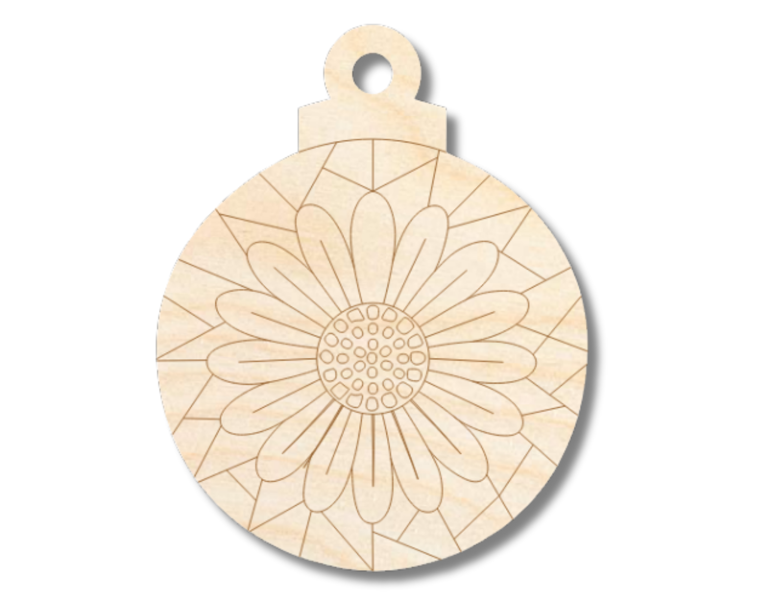 Unfinished Wood Etched Mosaic Sunflower Ornament Shape | Paint By Line Crafts | up to 30" DIY