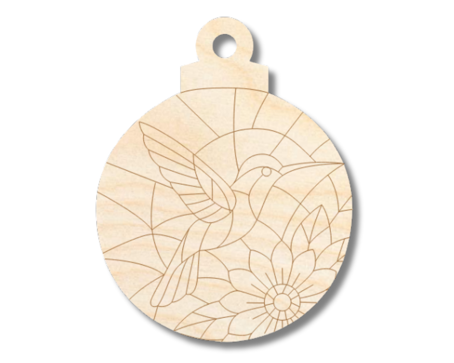 Unfinished Wood Etched Mosaic Hummingbird Ornament Shape | Paint By Line Crafts | up to 30" DIY