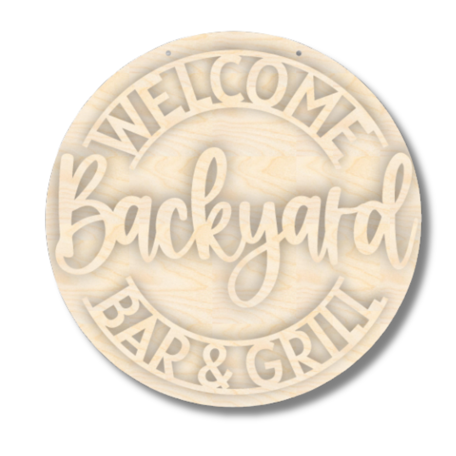 Unfinished Wood Backyard Bar and Grill Door Sign Kit | Wood Craft Cutouts | 1/4" Thick |