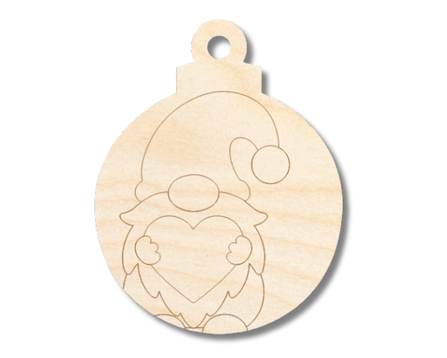 Unfinished Wood Etched Gnome Holding Heart Ornament Shape | Paint By Line Crafts | up to 30" DIY