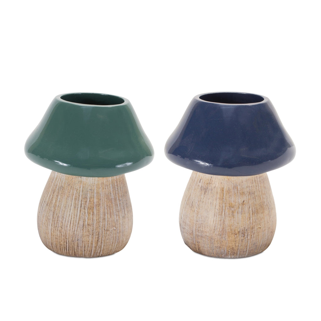 Set of 2 Garden Mushroom Planters for Outdoor Decor