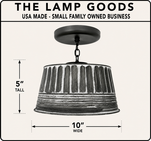 Black Ribbed Galvanized Ceiling Light