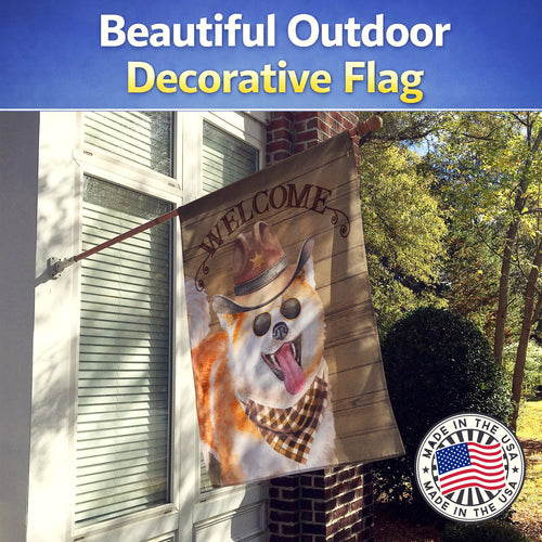 Akita Country Dog House Flag Large Porch Sleeve Pole Decorative Outside Yard Banner Artwork Wall Hanging, Polyester, House Size, Multicolor
