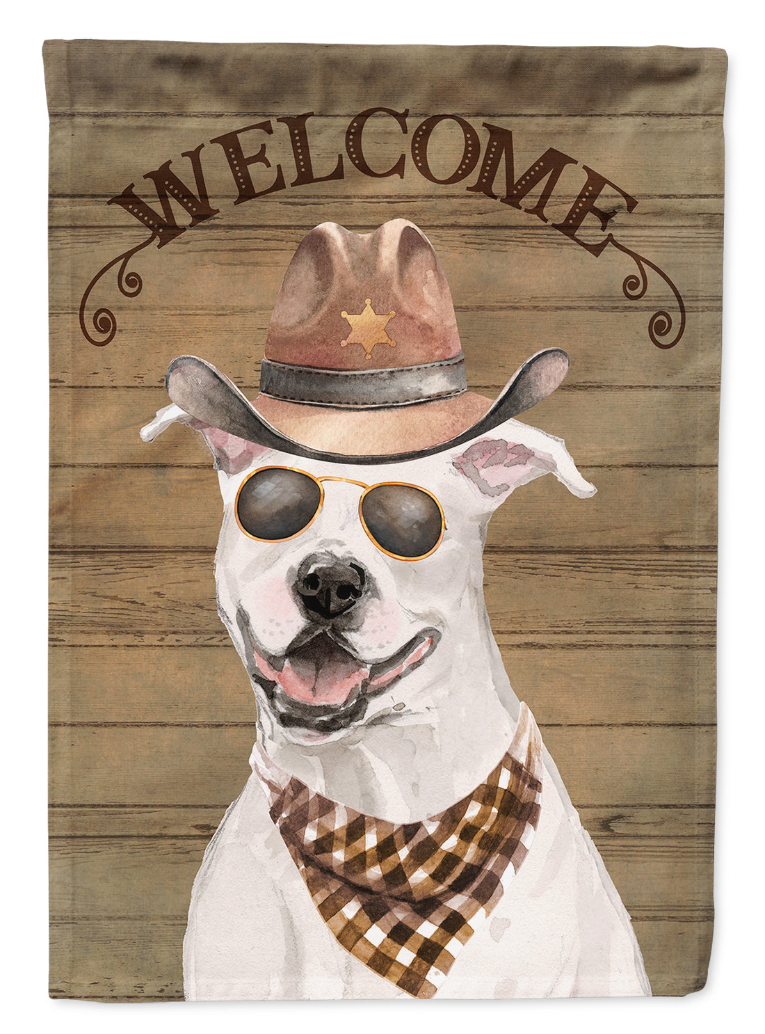 White Staffordshire Bull Terrier Country Dog House Flag Large Porch Sleeve Pole Decorative Outside Yard Banner Artwork Wall Hanging, Polyester, House Size, Multicolor