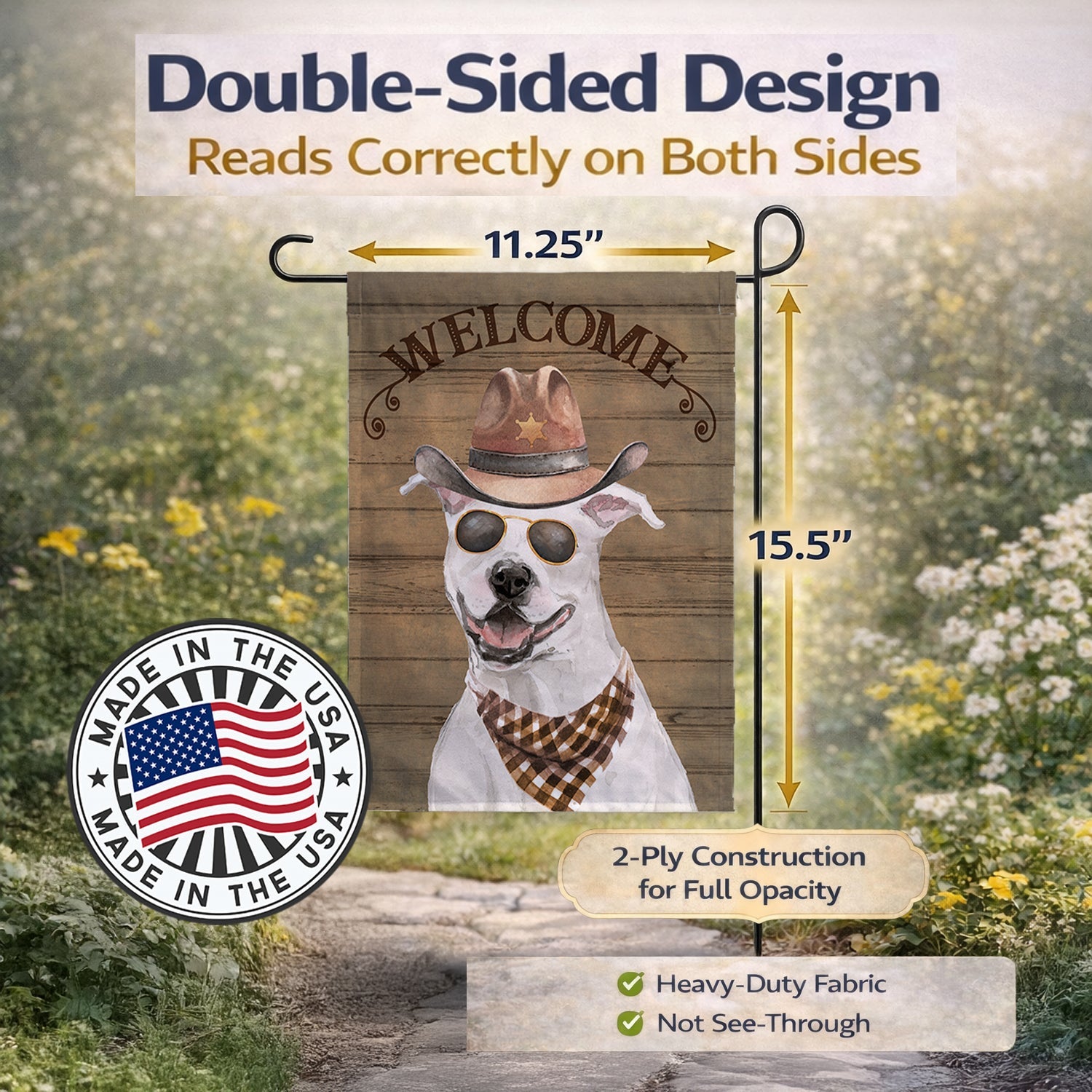 White Staffordshire Bull Terrier Country Dog Garden Flag Mailbox Decorative Yard Banner Outside Patio Artwork for Flower Beds, Garden Size, Multicolor
