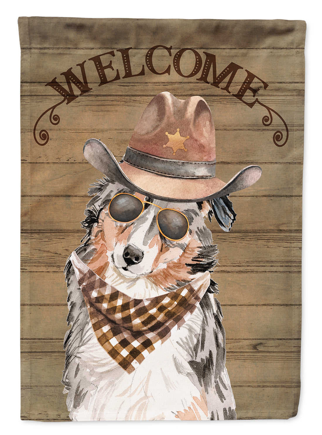 Australian Shepherd Country Dog House Flag Large Porch Sleeve Pole Decorative Outside Yard Banner Artwork Wall Hanging, Polyester, House Size, Multicolor