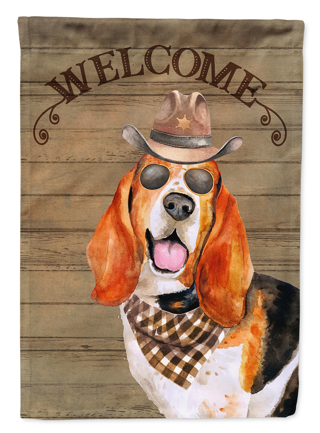 Basset Hound Country Dog House Flag Large Porch Sleeve Pole Decorative Outside Yard Banner Artwork Wall Hanging, Polyester, House Size, Multicolor