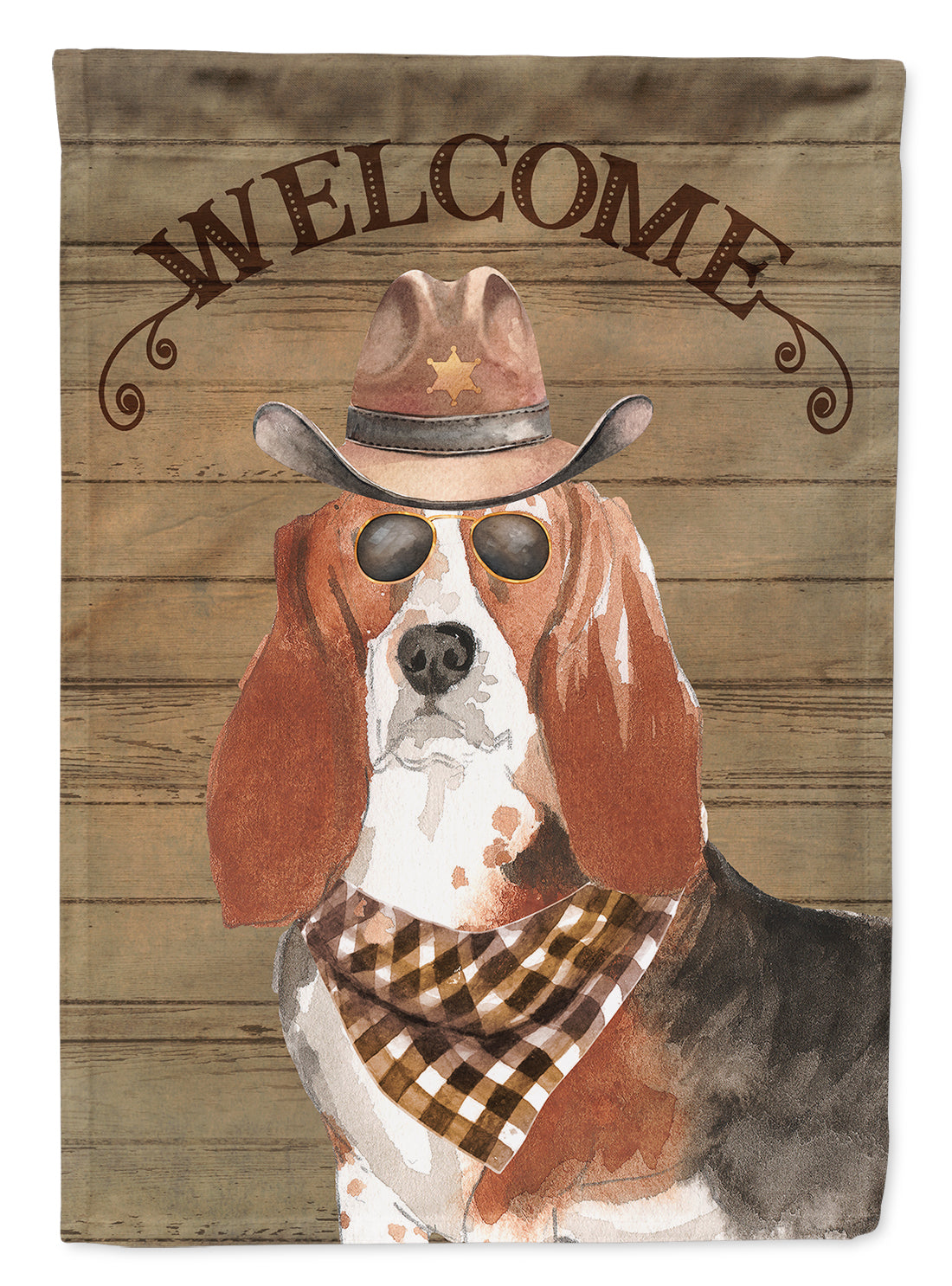 Basset Hound #2 Country Dog House Flag Large Porch Sleeve Pole Decorative Outside Yard Banner Artwork Wall Hanging, Polyester, House Size, Multicolor
