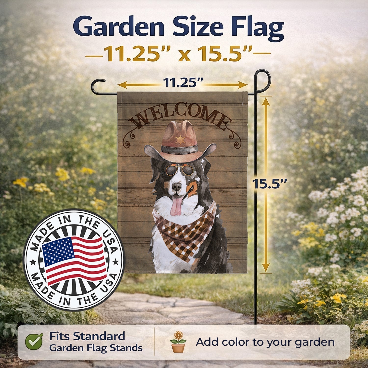 Bernese Mountain Dog Country Dog Garden Flag Mailbox Decorative Yard Banner Outside Patio Artwork for Flower Beds, Garden Size, Multicolor