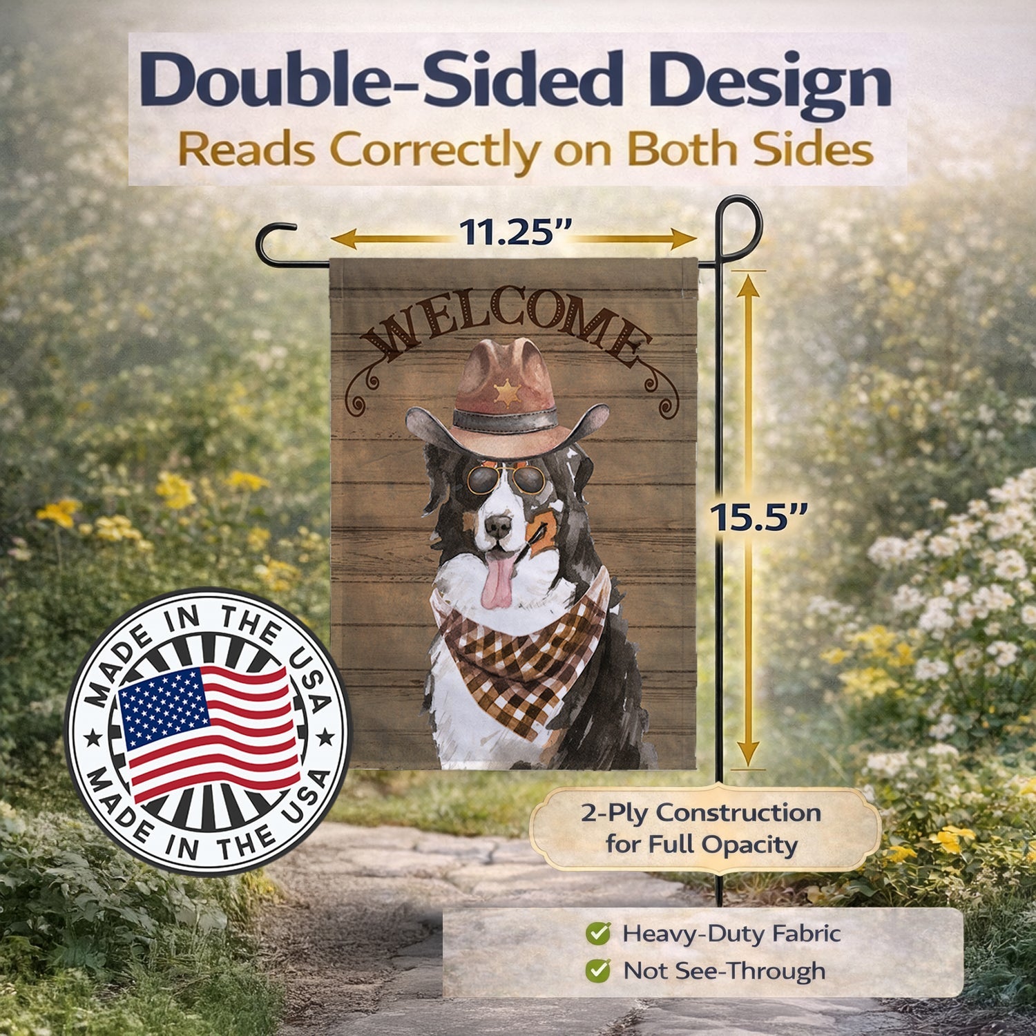 Bernese Mountain Dog Country Dog Garden Flag Mailbox Decorative Yard Banner Outside Patio Artwork for Flower Beds, Garden Size, Multicolor