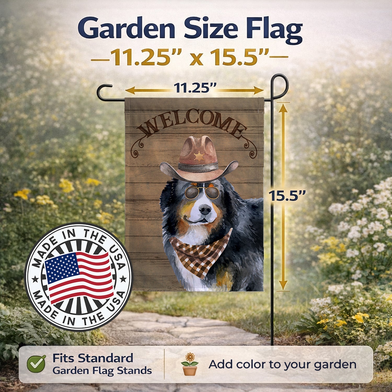 Bernese Mountain Dog #2 Country Dog Garden Flag Mailbox Decorative Yard Banner Outside Patio Artwork for Flower Beds, Garden Size, Multicolor