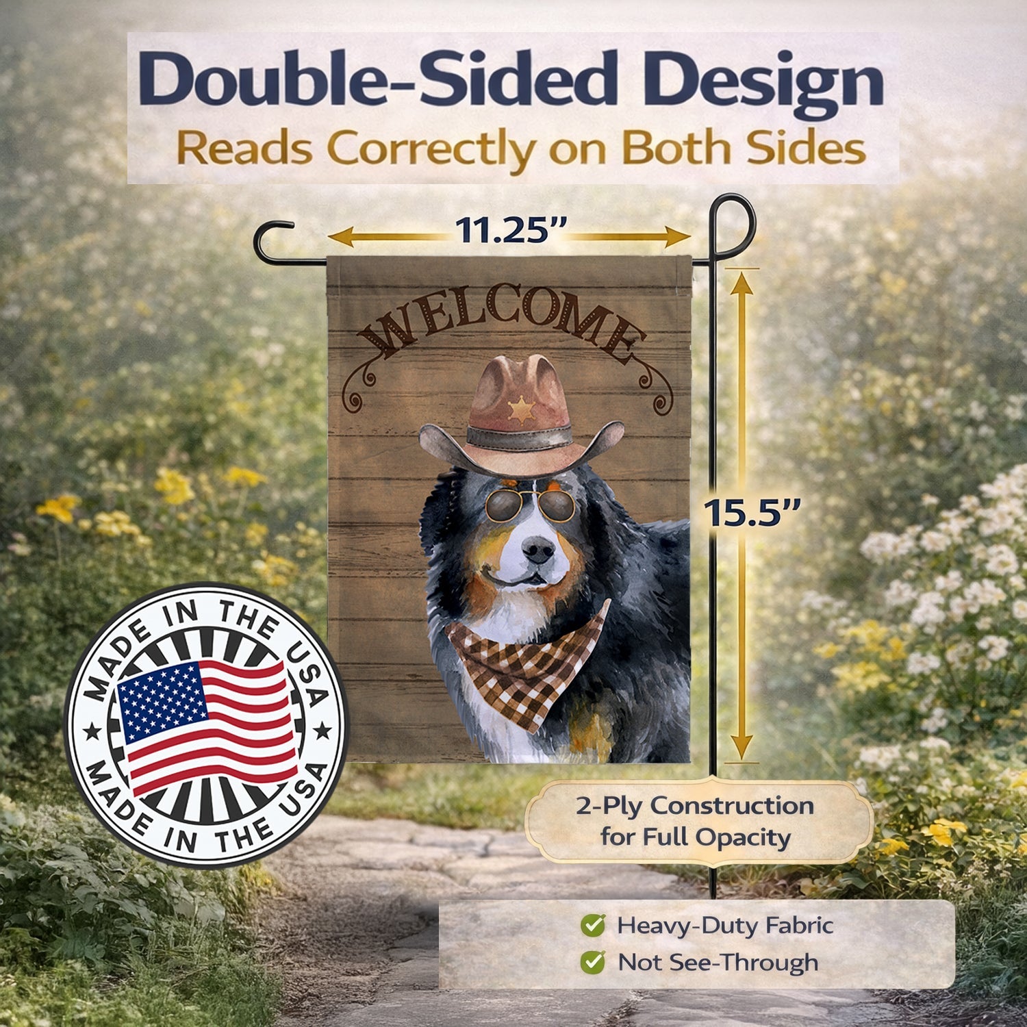 Bernese Mountain Dog #2 Country Dog Garden Flag Mailbox Decorative Yard Banner Outside Patio Artwork for Flower Beds, Garden Size, Multicolor