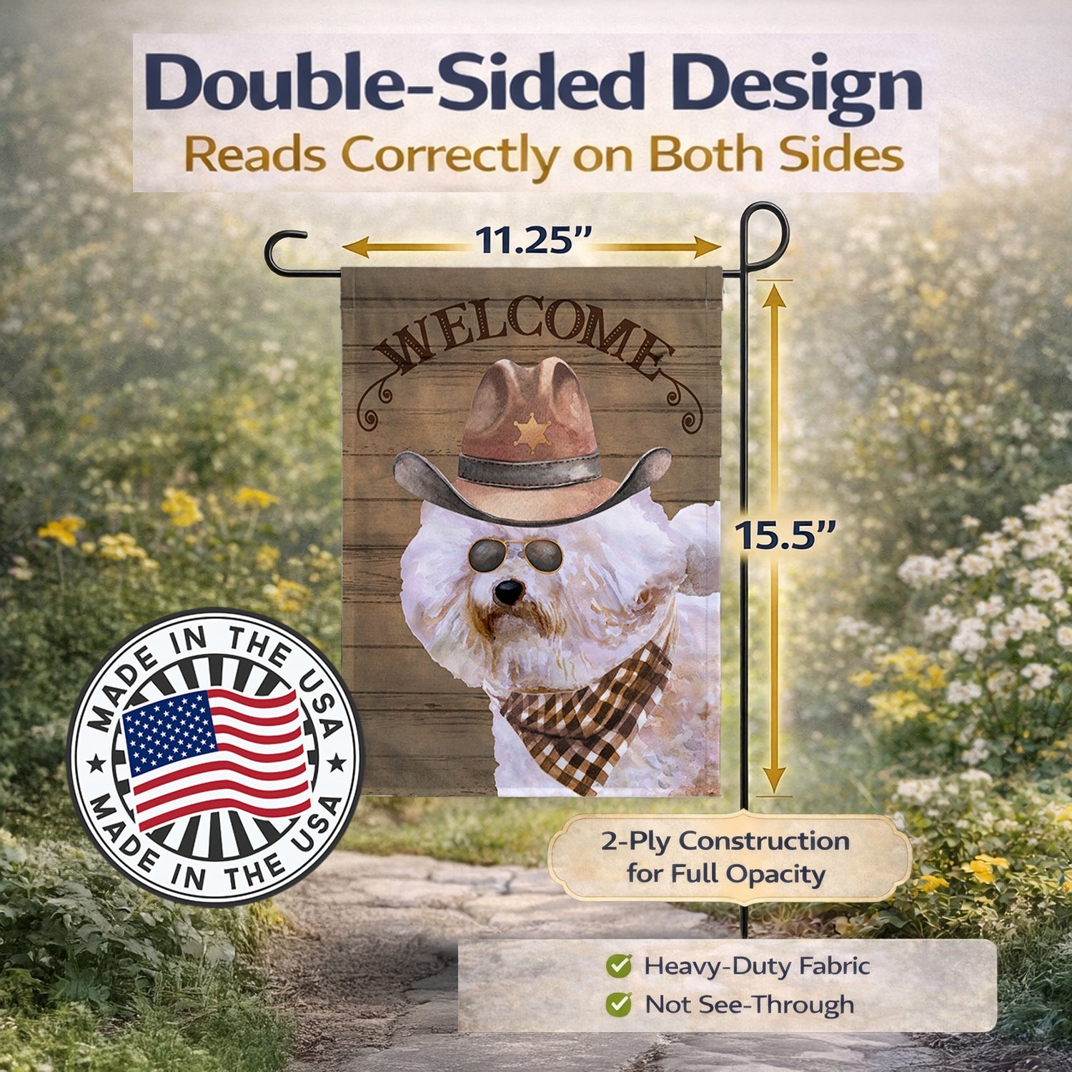 Bichon Fris� Country Dog Garden Flag Mailbox Decorative Yard Banner Outside Patio Artwork for Flower Beds, Garden Size, Multicolor