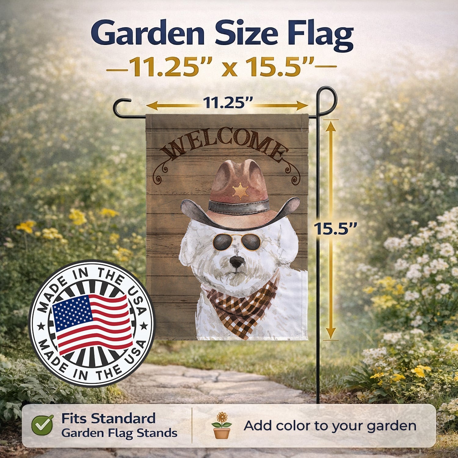 Bichon Fris� #2 Country Dog Garden Flag Mailbox Decorative Yard Banner Outside Patio Artwork for Flower Beds, Garden Size, Multicolor
