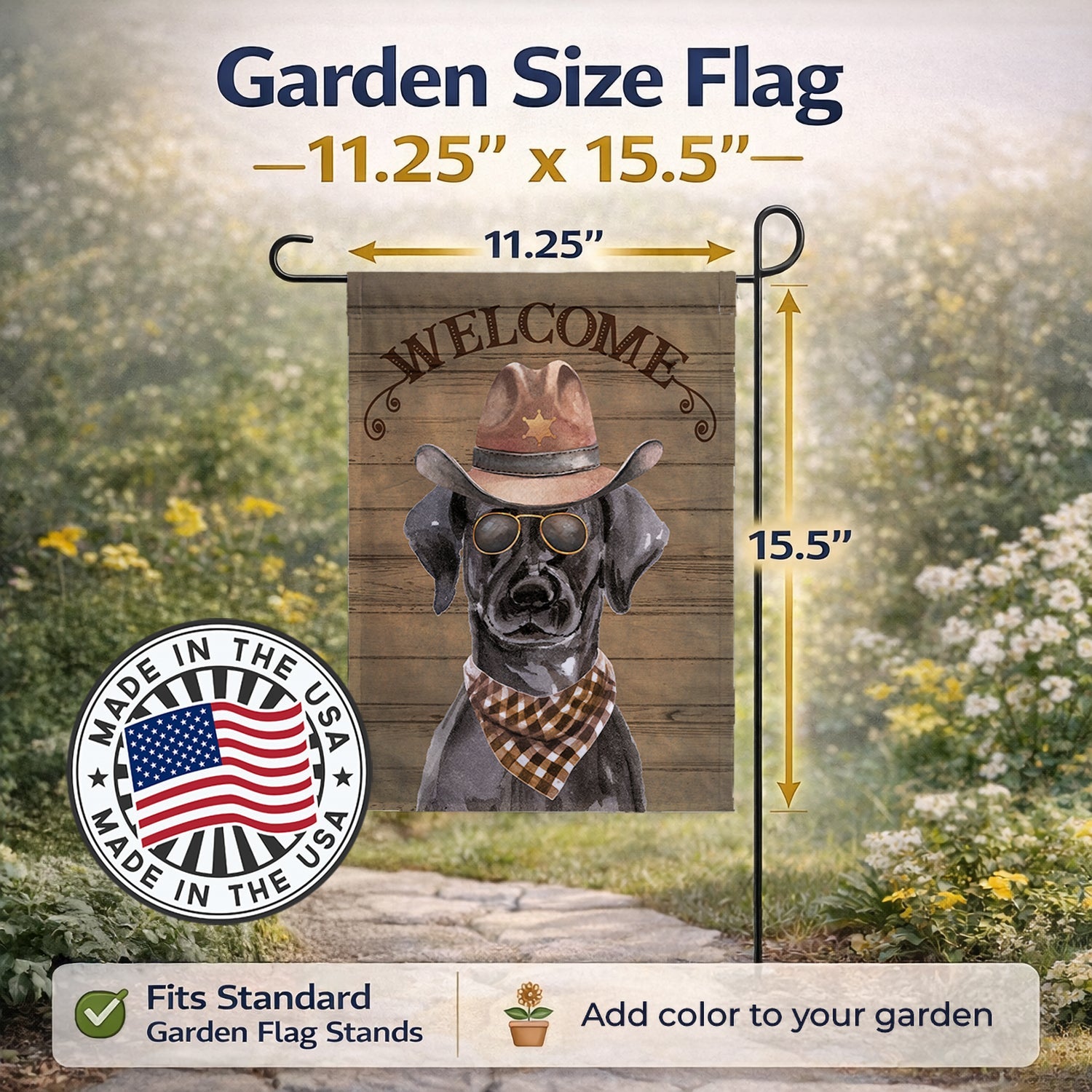 Black Labrador Retriever Country Dog Garden Flag Mailbox Decorative Yard Banner Outside Patio Artwork for Flower Beds, Garden Size, Multicolor