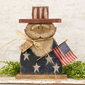 Rustic Wood Uncle Sam Patriotic Decor on Sitter Base