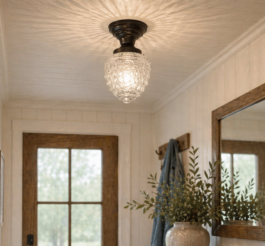 Antique Acorn Glass Flush Mount Ceiling Light | 5"