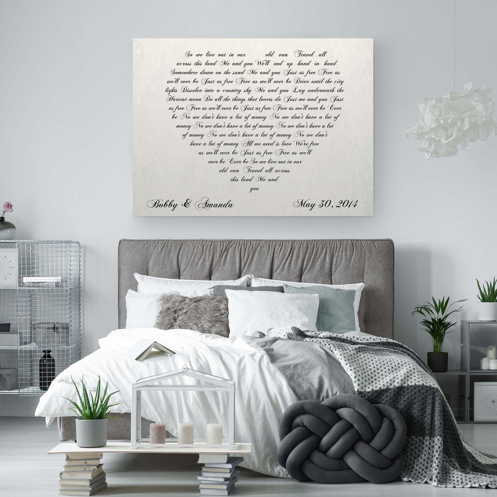 Lyrics In A Heart Canvas - Personalized Canvas