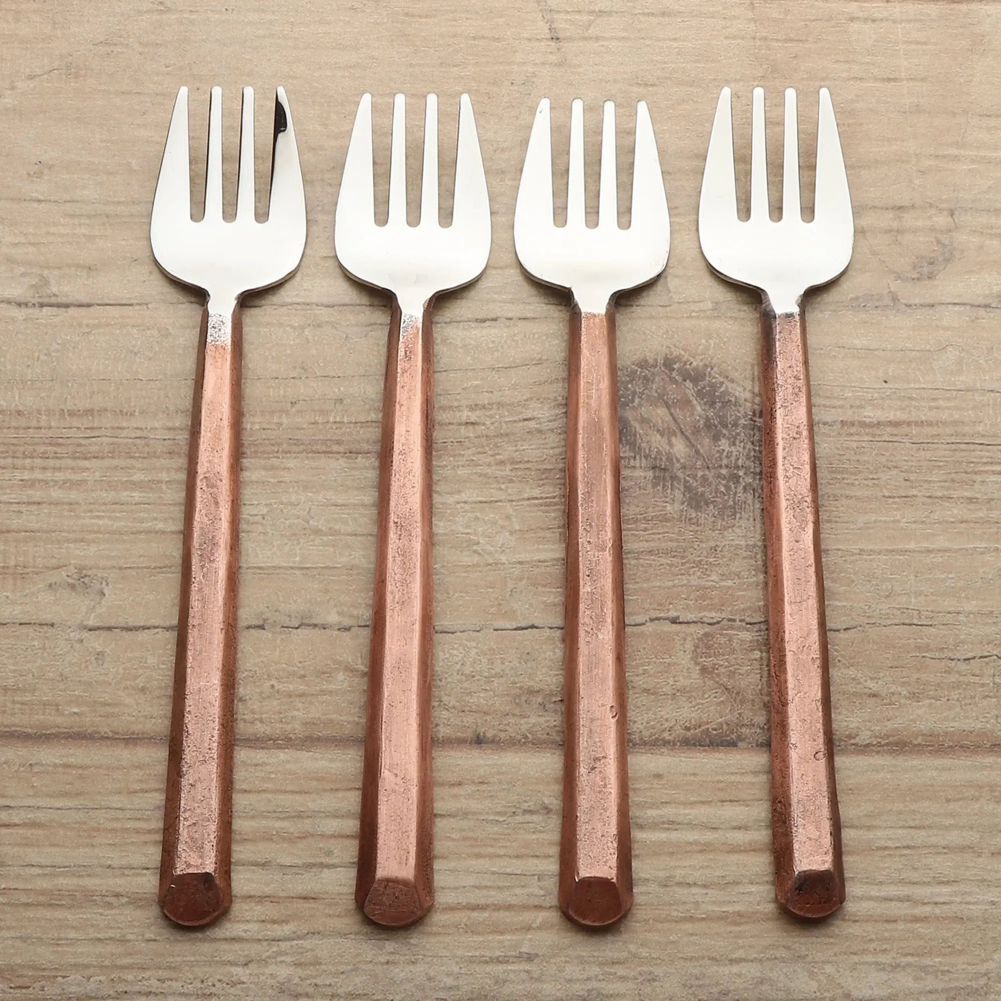 PLATEAU COPPER PASTRY/DESERT FORKS 4 PC. SET