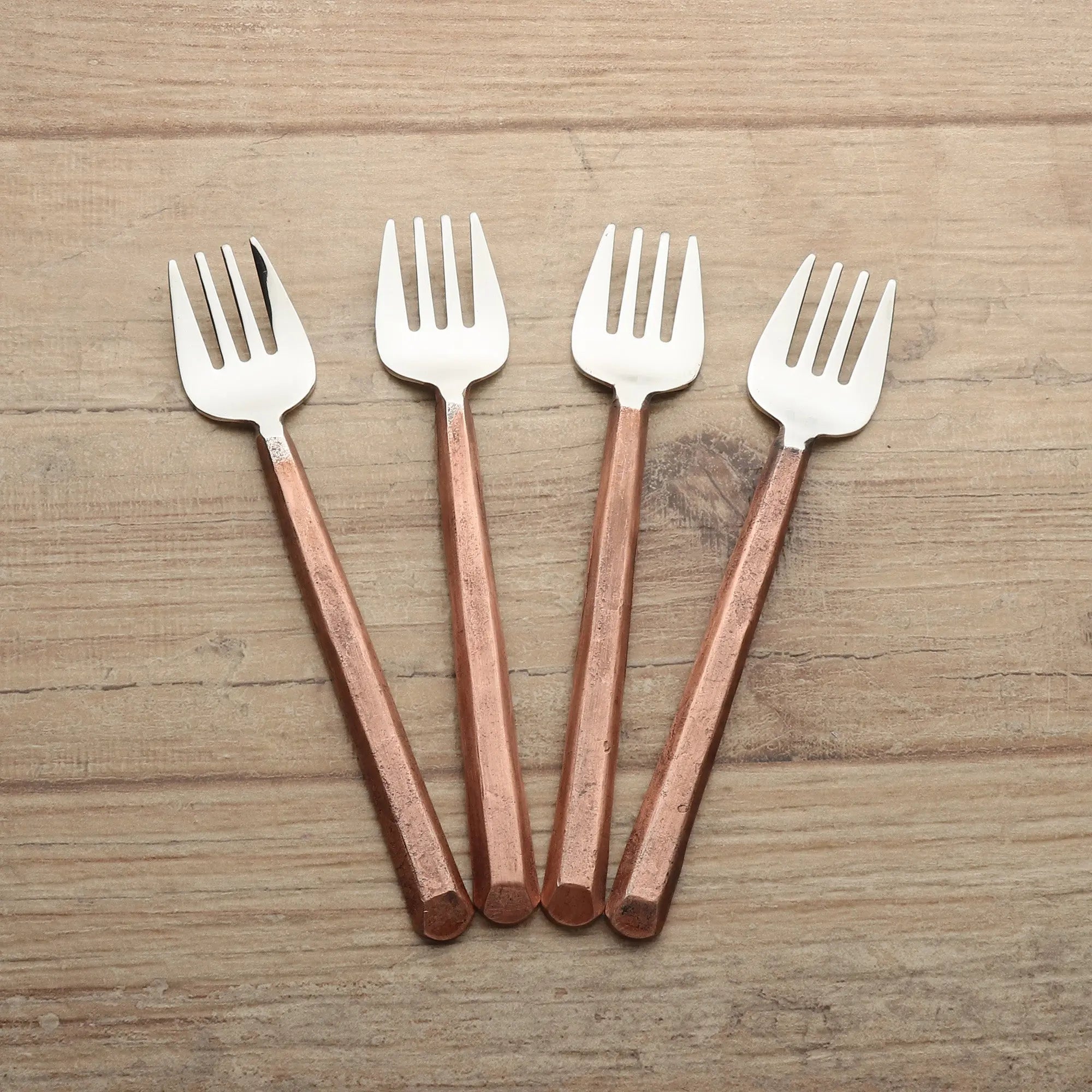 PLATEAU COPPER PASTRY/DESERT FORKS 4 PC. SET