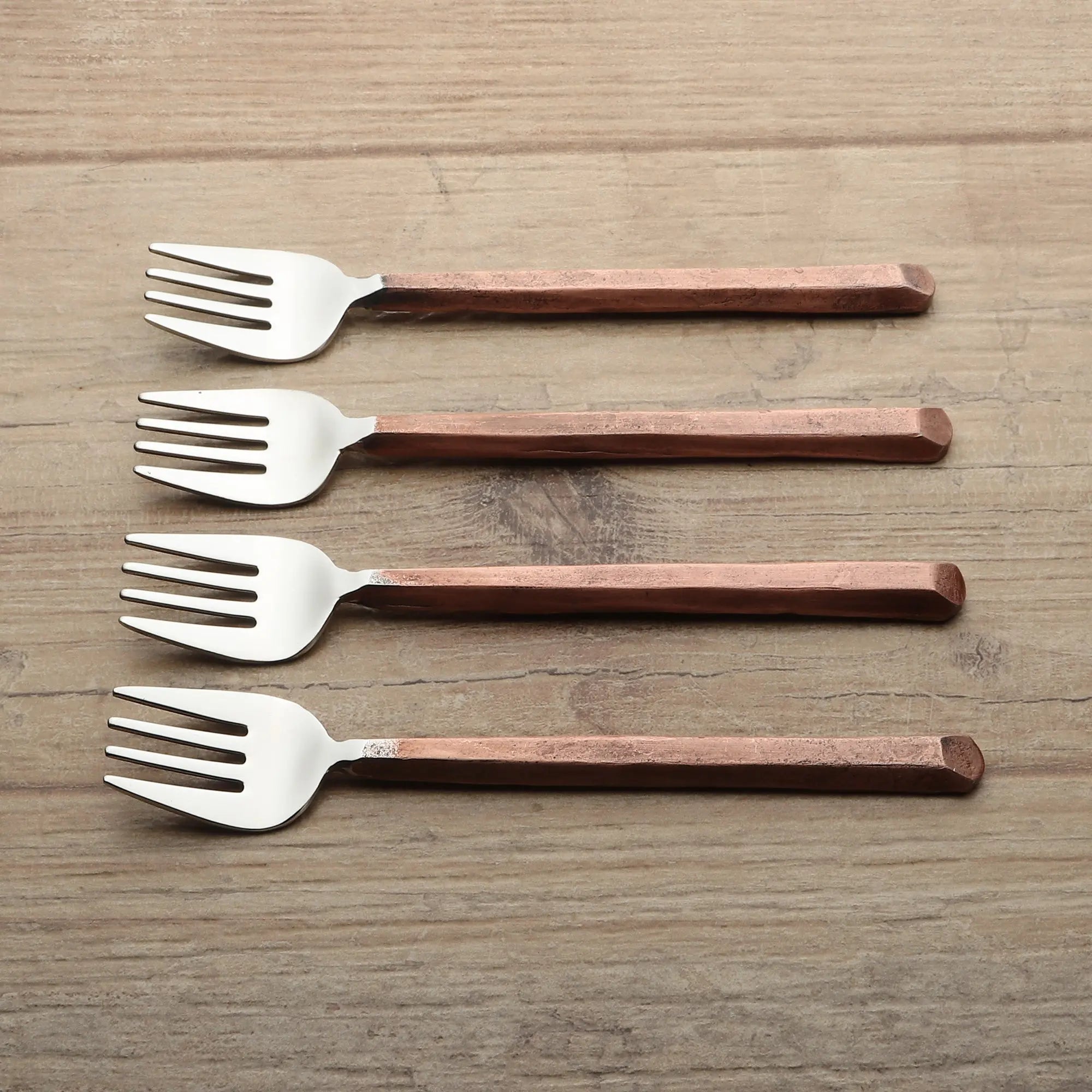 PLATEAU COPPER PASTRY/DESERT FORKS 4 PC. SET
