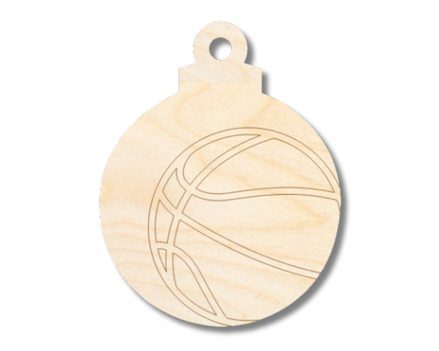 Unfinished Wood Etched Basketball Ornament Shape | Paint By Line Crafts | up to 30" DIY