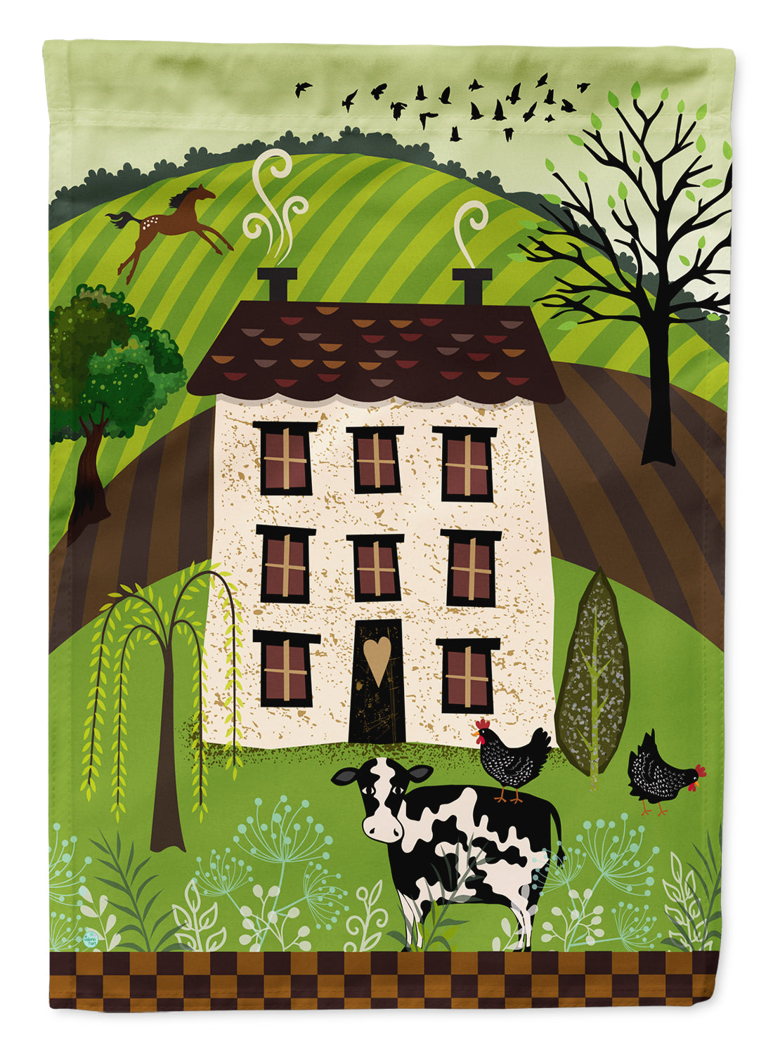 Folk Art Country House Flag Canvas House Size VHA3024CHF