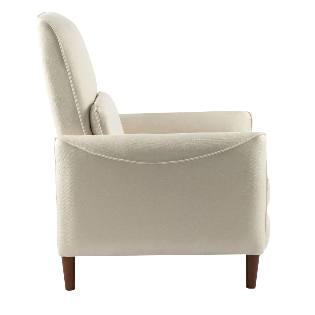 Upholstered Push Recliner Chair With Rubber Wood Legs For Living Room