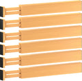 Large Kitchen Drawer Organizer - Expandable Bamboo Drawer Dividers (17" - 21.5") - Adjustable Separators for Kitchen, Clothes, Dresser, Bedroom, Bathroom, and Desk Drawers - 6-Pack