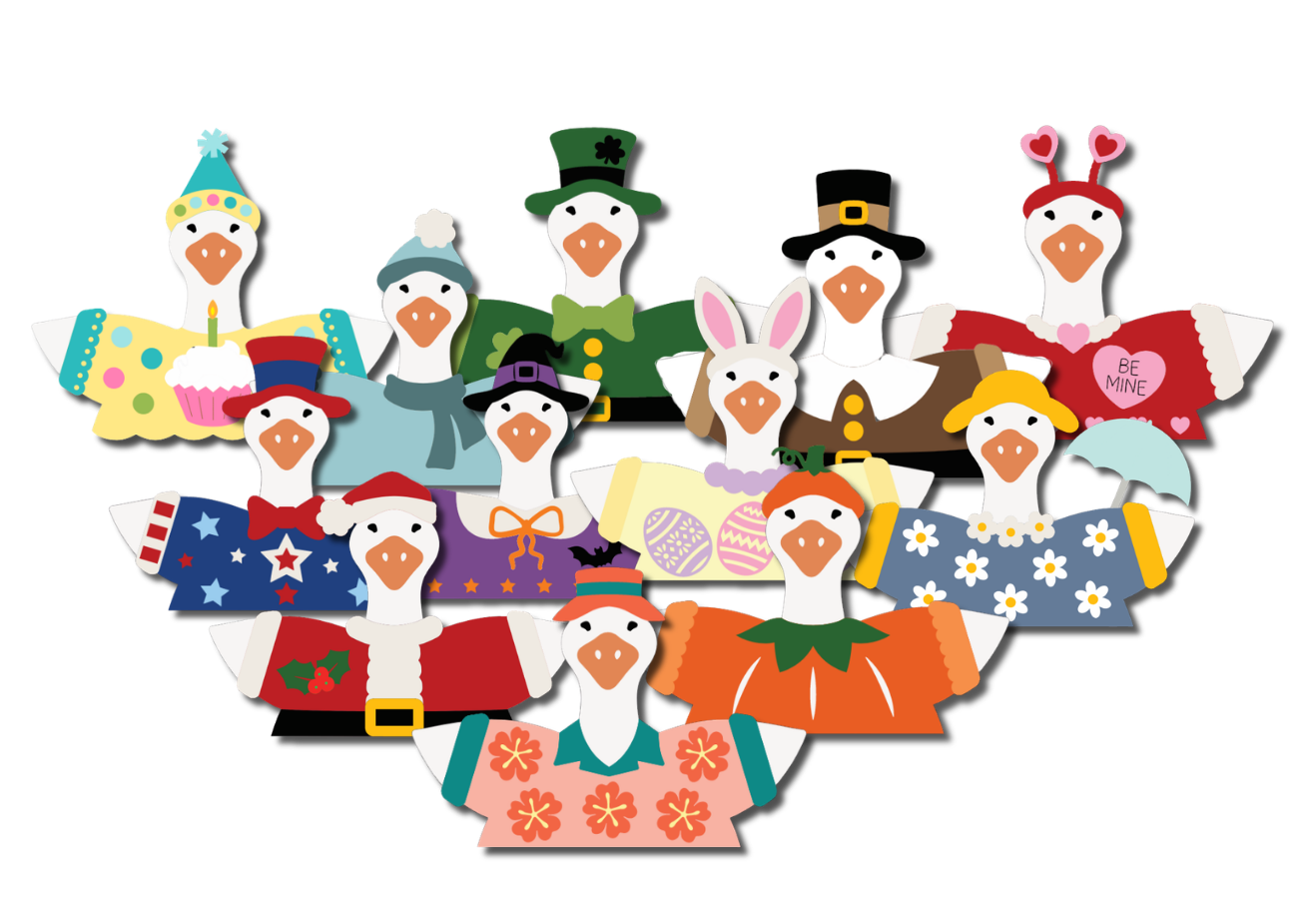NEW Unfinished Wood Layered Holiday Geese Shelf Sitter | 8" Wide| 1/2" and 1/4" Wood | Wood Craft DIY