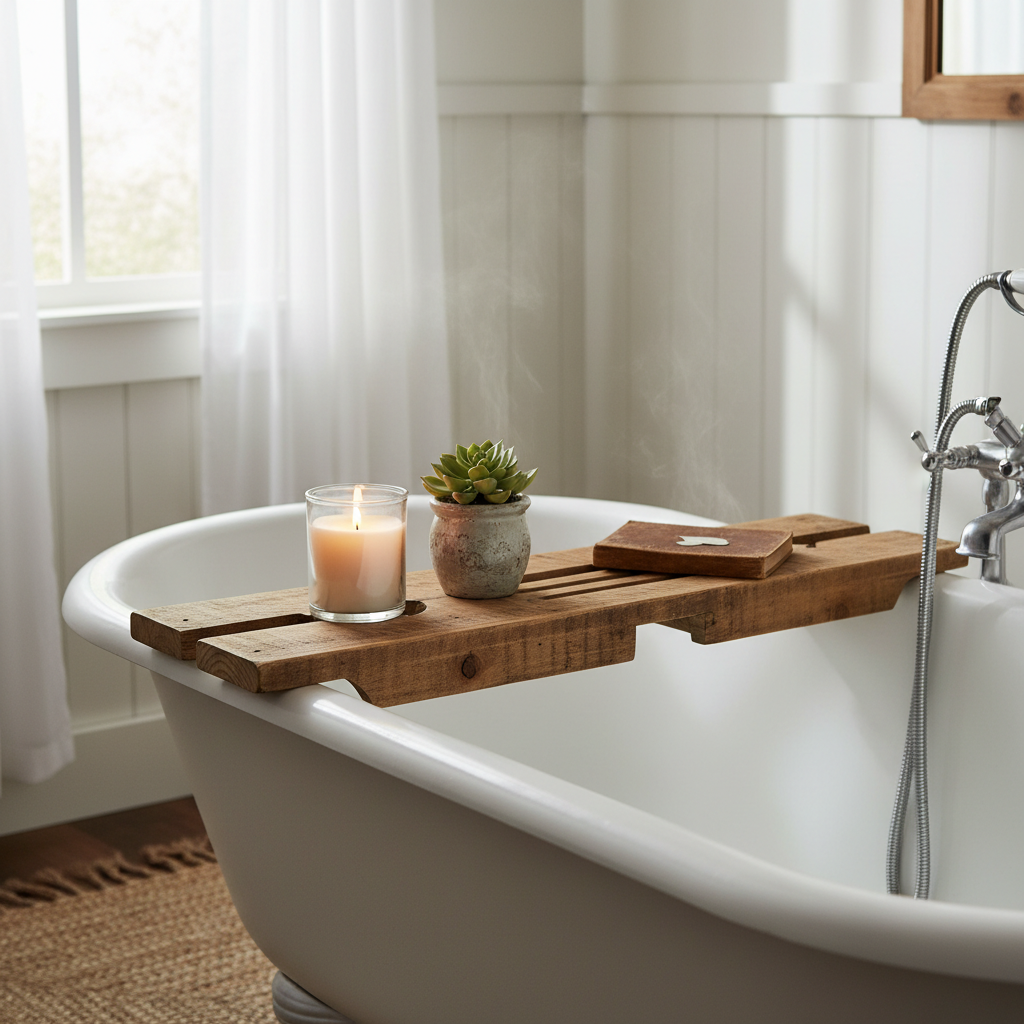 Farmhouse Wooden Bath Tray