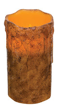 6" Burnt Mustard Drip Pillar