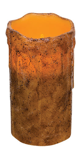 6" Burnt Mustard Drip Pillar