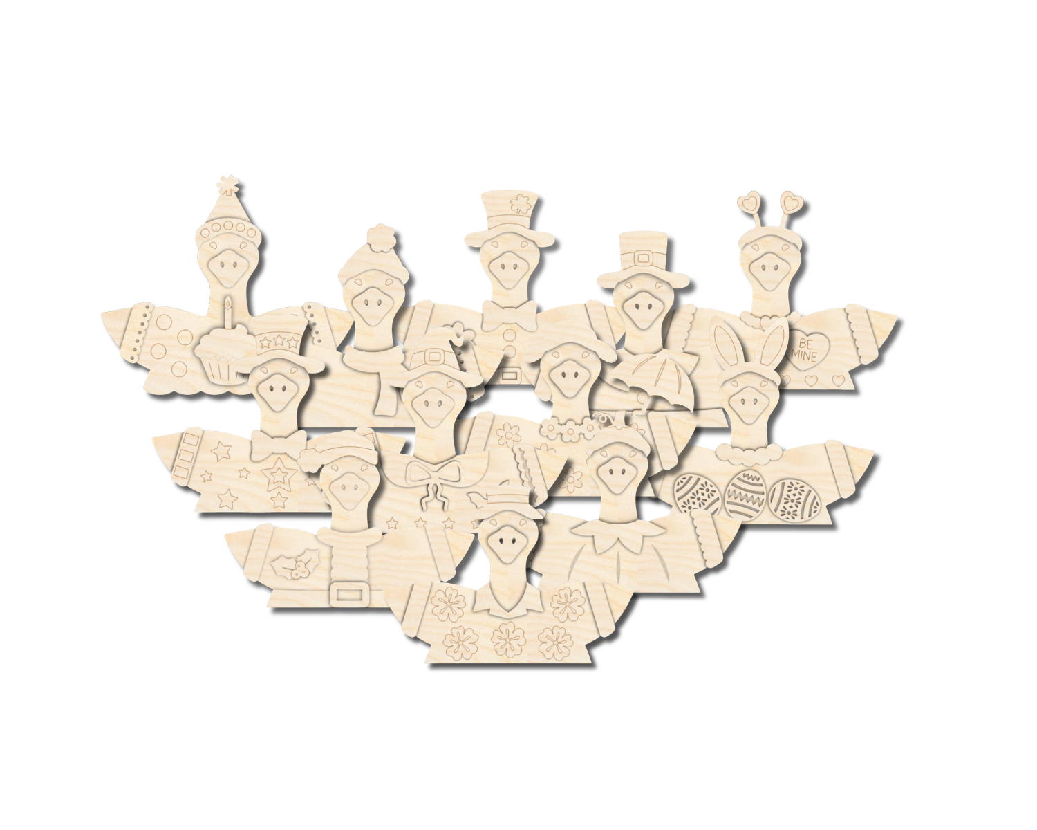 NEW Unfinished Wood Layered Holiday Geese Shelf Sitter | 8" Wide| 1/2" and 1/4" Wood | Wood Craft DIY