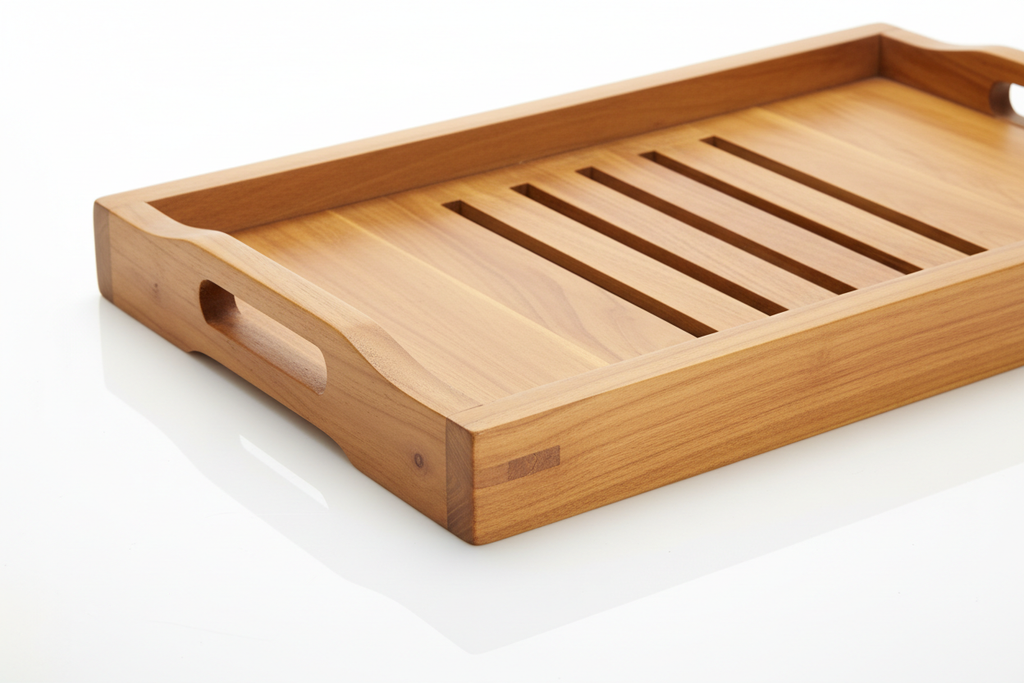 Farmhouse wooden bath tray product shot