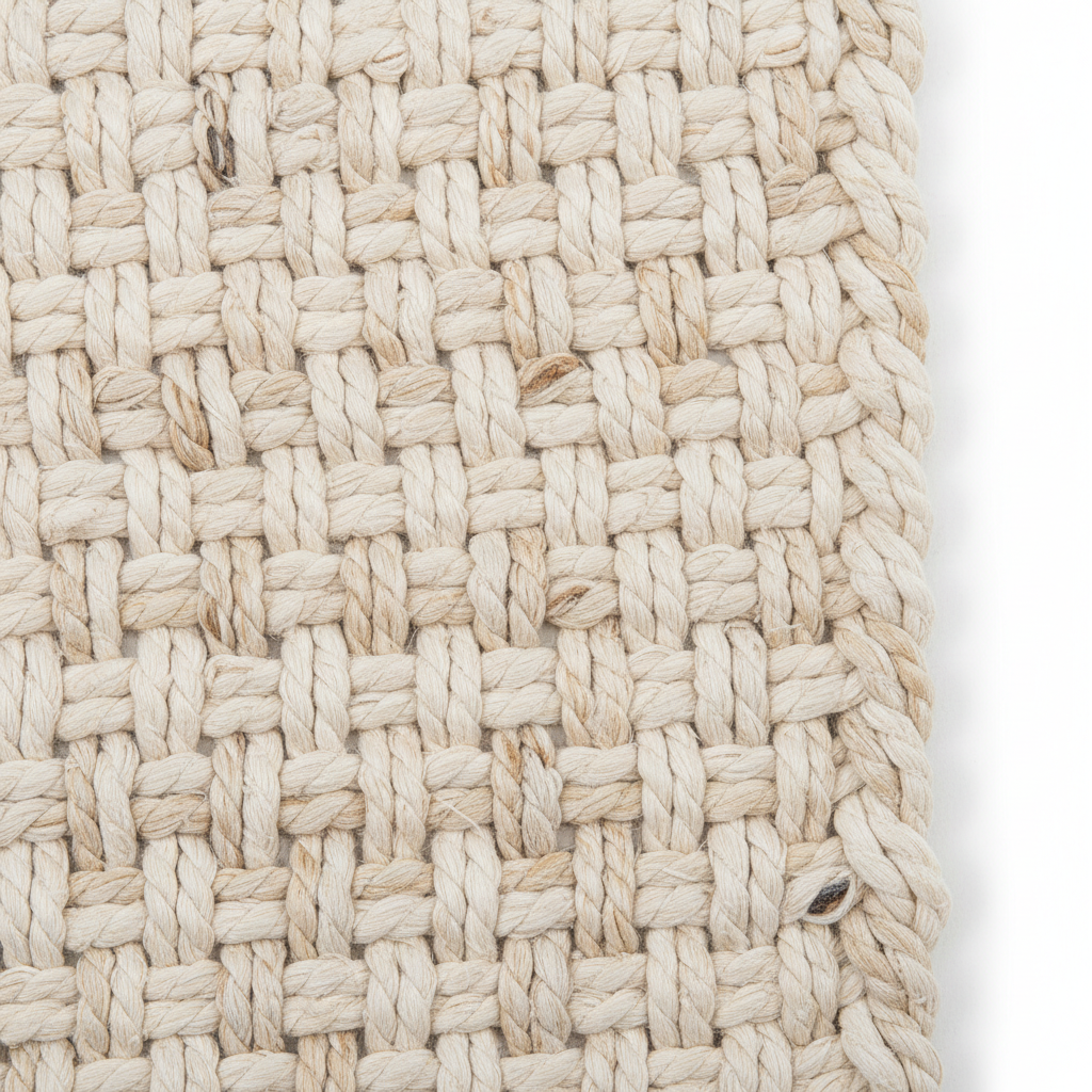 Farmhouse Woven Cotton Area Rug texture close up
