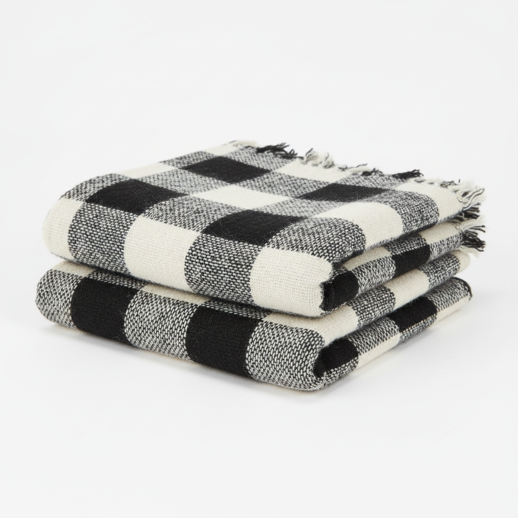 Farmhouse buffalo check plaid throw blanket product shot