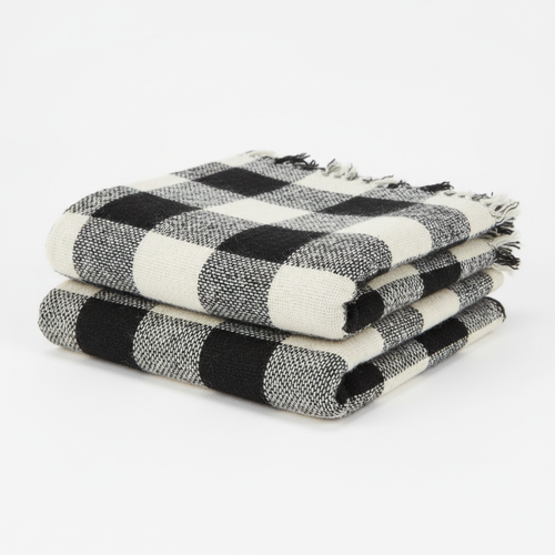 Farmhouse buffalo check plaid throw blanket product shot