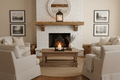 Farmhouse Candle Lantern glowing on rustic mantel