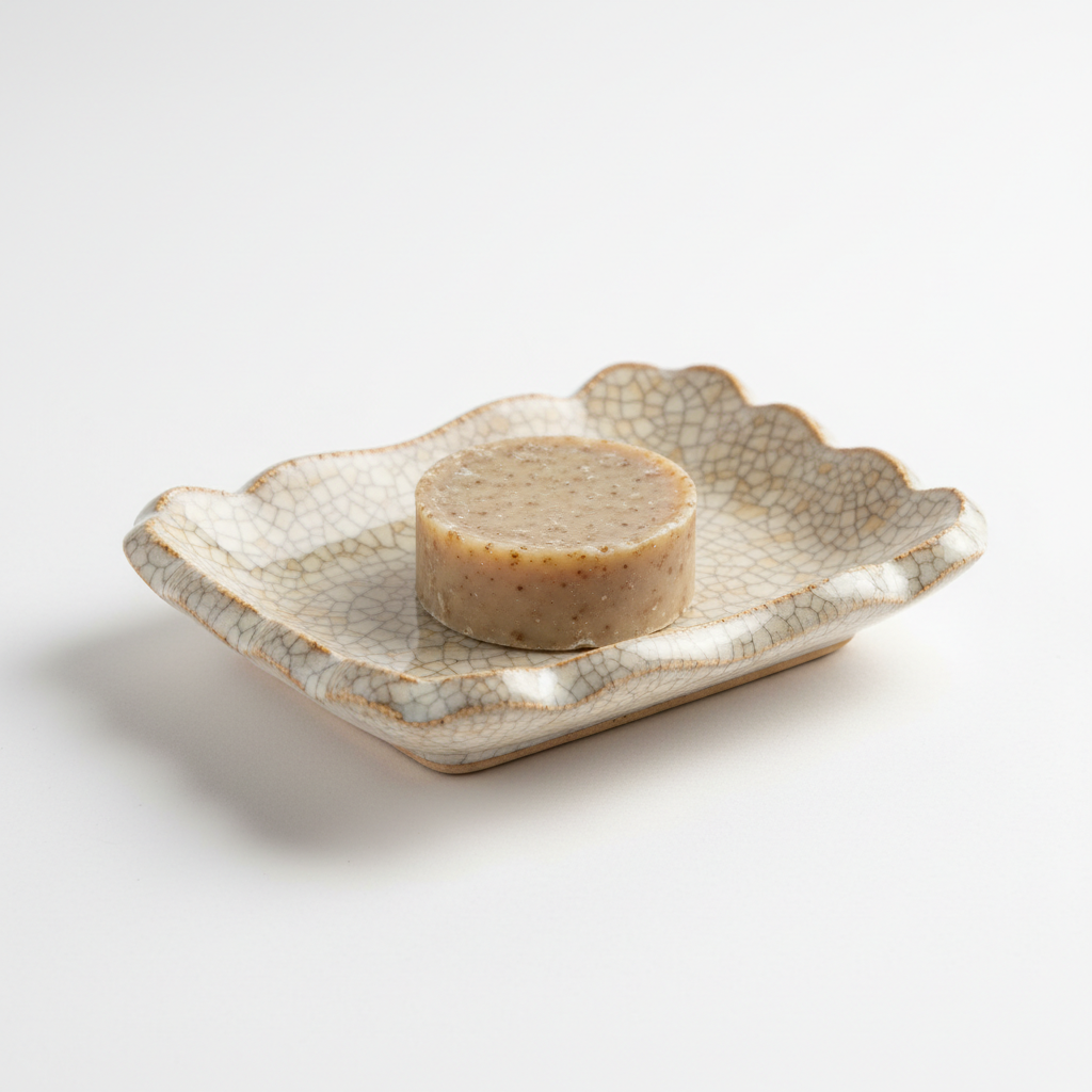 Farmhouse ceramic soap dish product shot