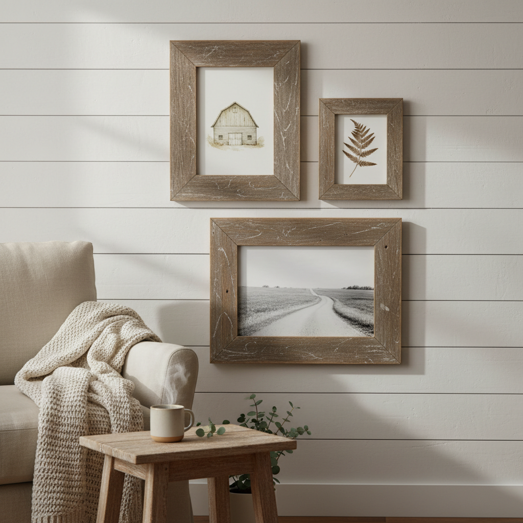 Farmhouse Reclaimed Wood Picture Frames gallery wall