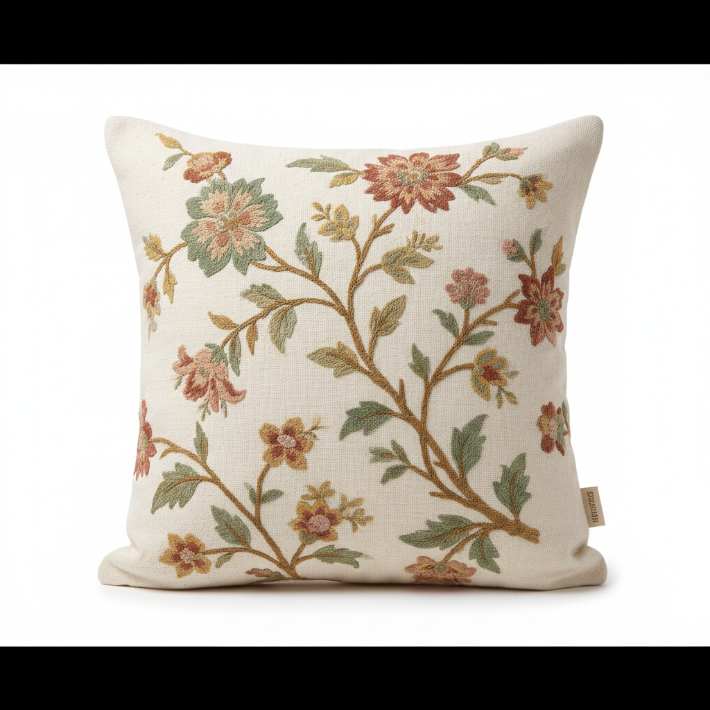 Farmhouse embroidered decorative pillow product shot