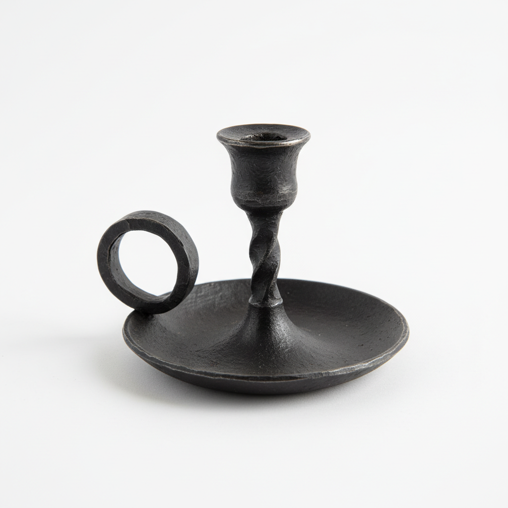 Farmhouse wrought iron taper candle holder product shot