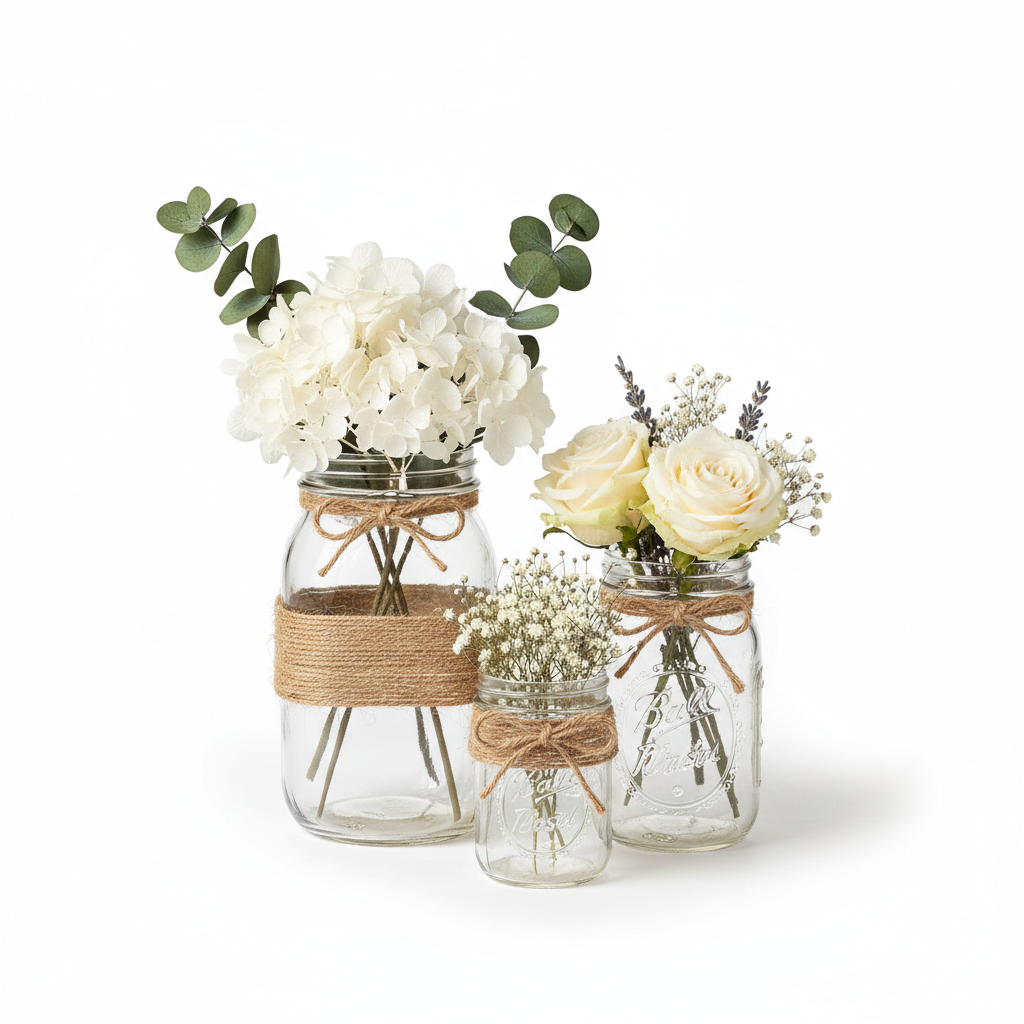 Farmhouse Mason Jar Centerpiece Set full product shot