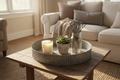 Farmhouse Galvanized Metal Tray styled on coffee table